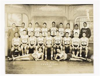 (SPORTS--BASKETBALL.) Portrait of the 1936 Hampton Institute basketball team, Central Intercollegiate Athletic Association champions.